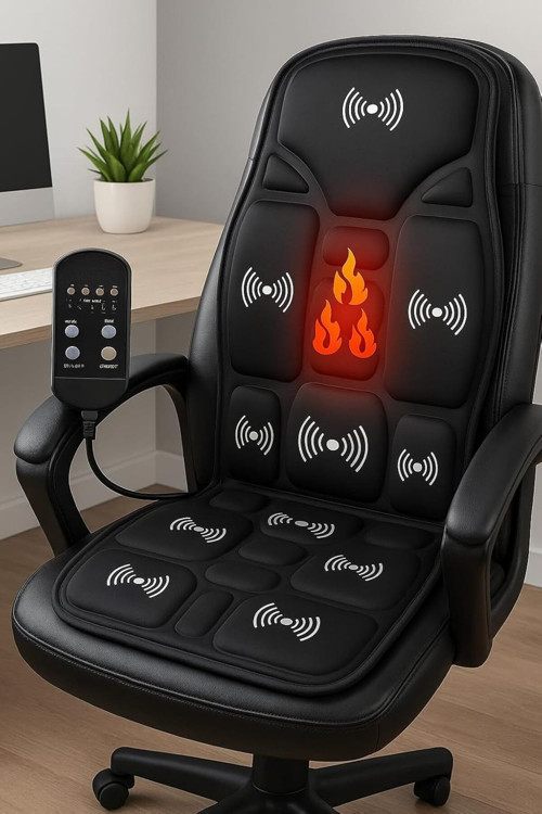 🔥Isıtmalı Masaj Minderi 🎮 Kumandalı Ev,Ofis,Araç Uyumlu Ergonomik Titreşimli Masaj Pedi