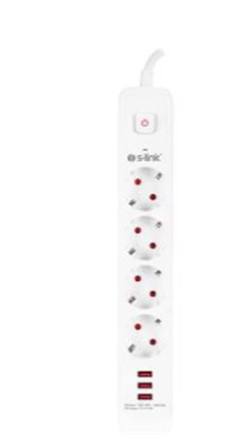 SPG403U 1.5m 1.5mm 100 yüzde Bakır 750 Joule 3 Usb 5V2.4A 4lü Anahtarlı Akım Korumalı Priz (