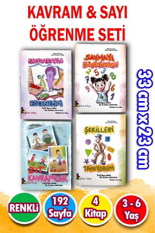 Harika Çocuk 3-6 Yaş Kavram & Sayı Öğrenme Seti - 4 Kitap - 192 Sayfa - Renkli - Okul Öncesi Eğitim Seti