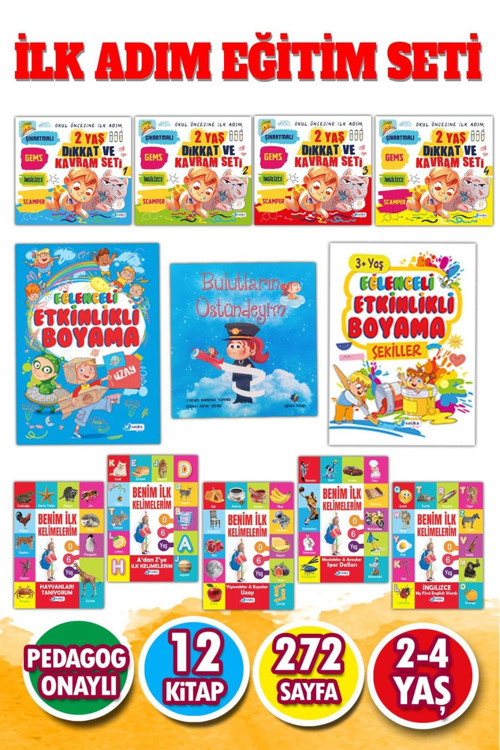 Harika Çocuk 2 - 4 Yaş - İlk Adım Eğitim Seti - 12 Kitap - 272 Sayfa - Çocuk Gelişim Uzmanı Onaylı