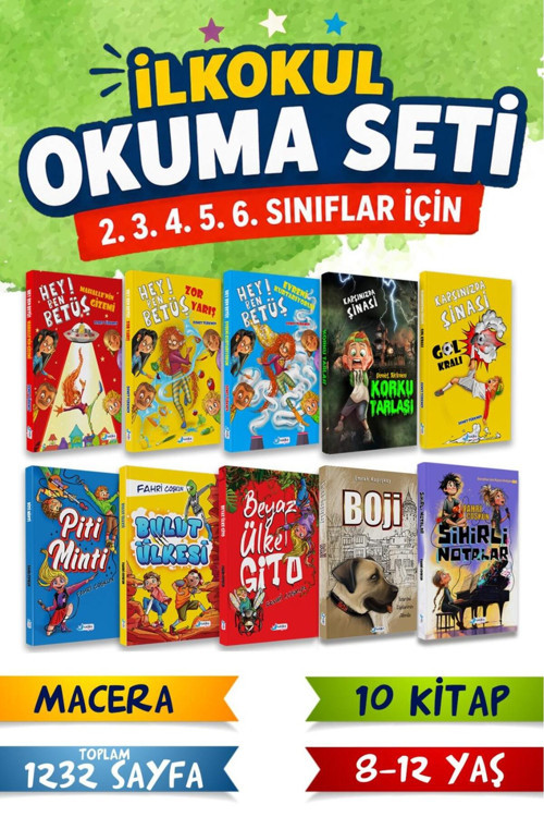 Harika Kitap İlkokul - Ortaokul Okuma Kitap Seti 8 - 12 Yaş 10 Kitap 2. 3. 4. 5. ve 6. Sınıf Macera Roman Seti - 1232 Sayfa