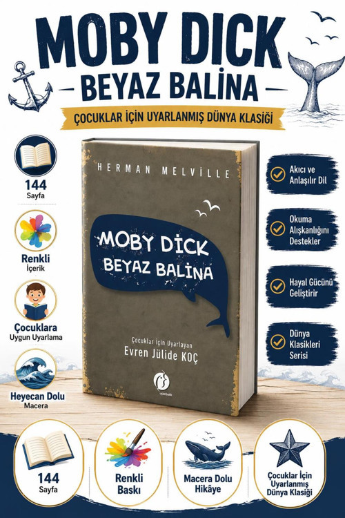 Harika Kitap Moby Dick Beyaz Balina - Herman MELVİLLE - 144 Sayfa