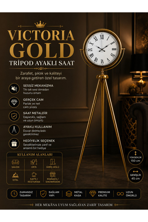 Victoria Gold Tripod Ayaklı Saat