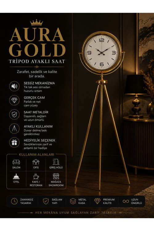 Aurora Gold Ayaklı Tripod Saat