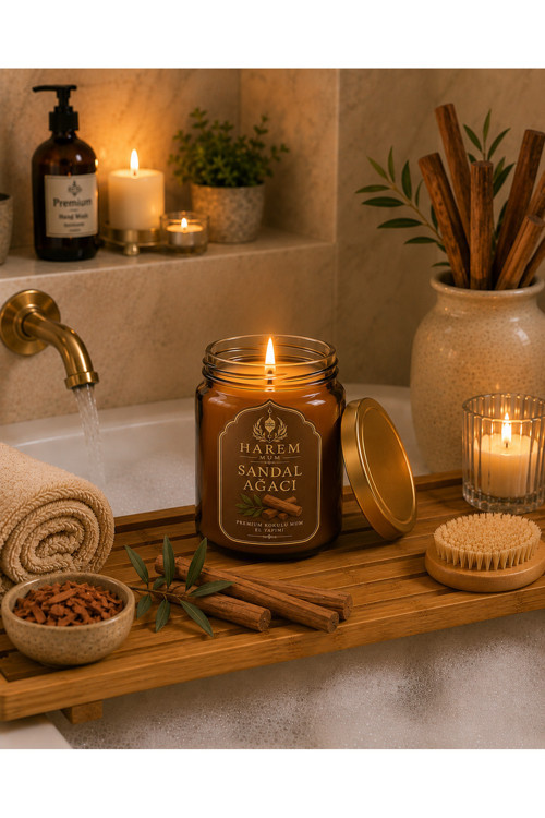 Sandal Ağacı Kokulu El Yapımı Kavanoz Mum 150 Gr