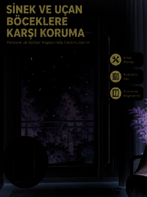 Pencere ve Balkon İçin Tek Kanatlı Kolay Takılan Sineklik