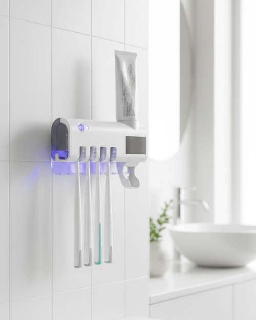 UV Sterilizasyonlu Duvara Monte Otomatik Diş Fırçası Tutucu