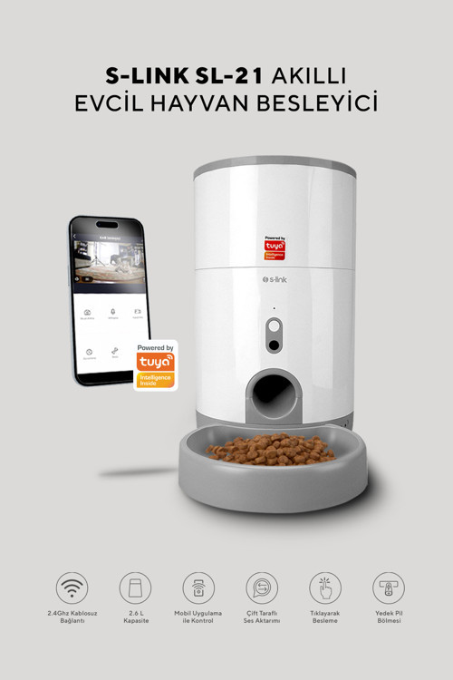 Sl-21 Otomatik Yem Kabı 2.6L Kapasite 720P Kamera Kedi Köpek Besleyici