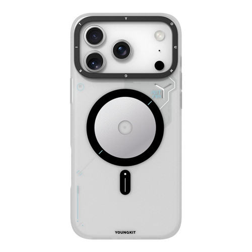 İphone 18 Pro Uyumlu Kılıf M-Safe Şarj Özellikli Disk Desenli Disc Battle Kapak Gri
