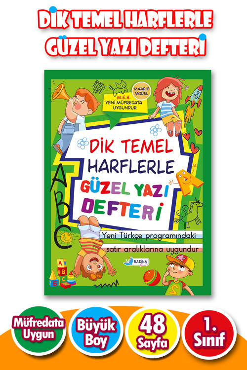 Dik Temel Harflere Uygun Güzel Yazı Defteri - 1.Sınıf -YEŞİL-Büyük Boy-1 Adet- Yeni Müfredata Uygun