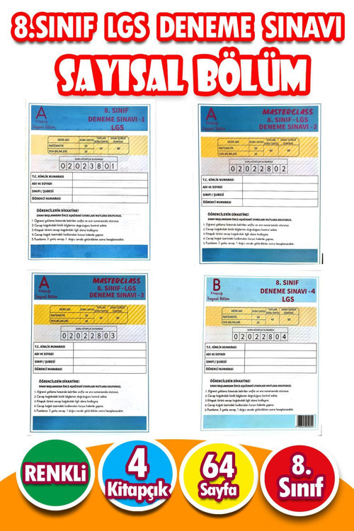 Harika Kitap 8.Sınıf LGS Deneme Sınavı - Sayısal Bölüm - 4 Kitapcık