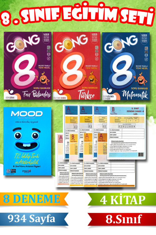 Harika Kitap 8. Sınıf LGS Eğitim Seti - 5 Kitap + 8 Deneme - 900 Sayfa - Matematik Türkçe Fen İngilizce - Tüm Der