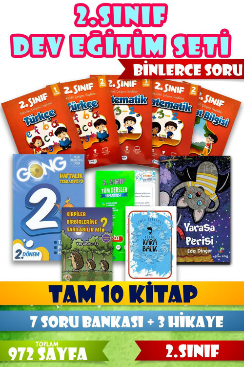 Harika Kitap 2. Sınıf Dev Eğitim Seti 10 Kitap 972 Sayfa – Binlerce Soru, Soru Bankası ve Hikaye Seti