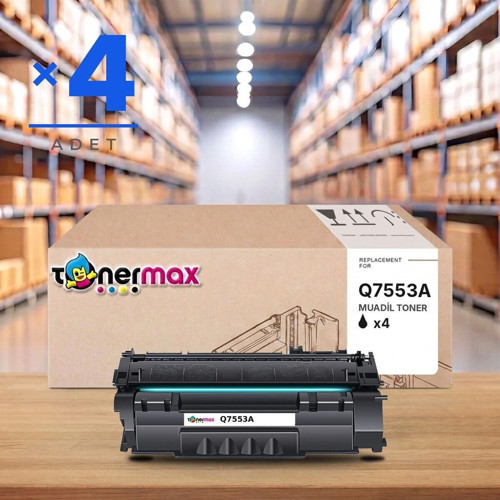 HP LaserJet M2727nf MFP Muadil Toner Çipli Q7553A 4'lü 3.000 Sayfa