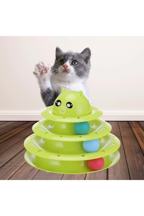 Krm Tower Of Tracks Eğlenceli Üç Katlı Kedi Oyuncağı Seti Kedi Oyunu (5047) Krm