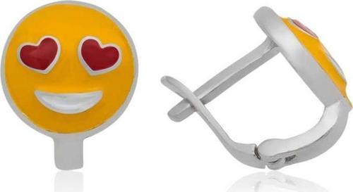 Gümüş Kalp Gözlü Emoji Çocuk Küpesi