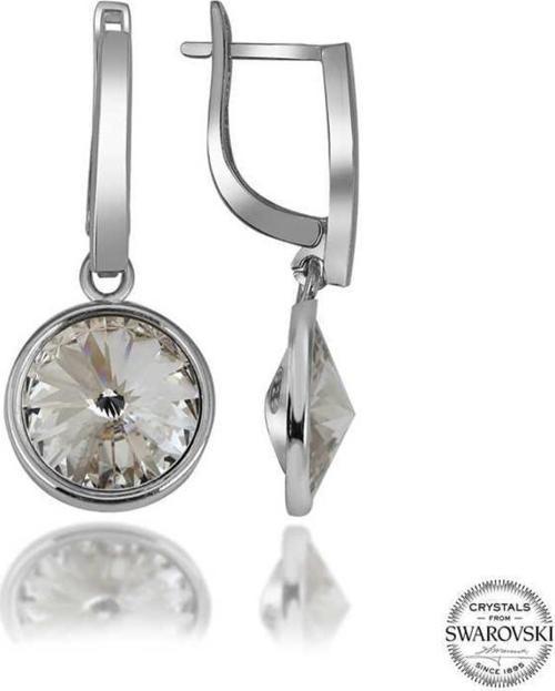 Swarovski Crystal Taşlı Gümüş Beyaz Sallantılı Kadın Küpe