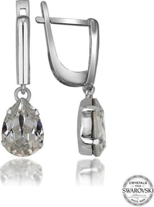 Swarovski Crystal Taşlı Gümüş Damla Sallantılı Kadın Küpe