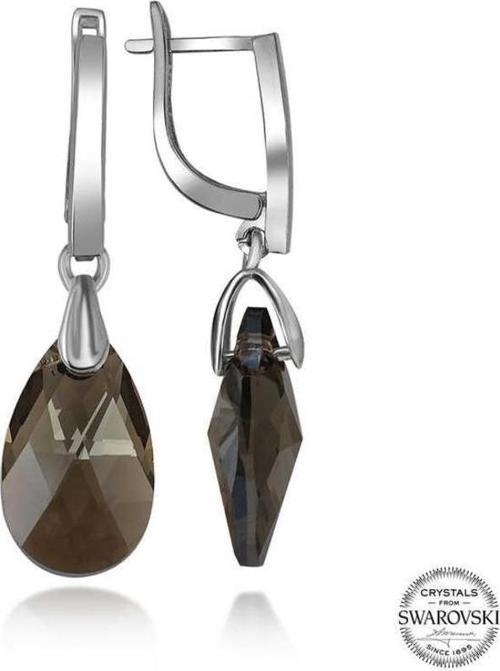 Swarovski Crystal Taşlı Gümüş Damla Sallantılı Kadın Küpe