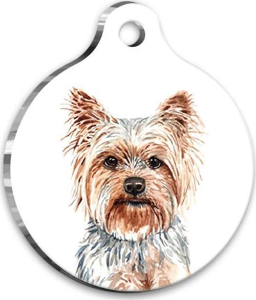 Suluboya Yorkshire Teriyeri Yuvarlak Köpek Künyesi Small 2,5 Cm