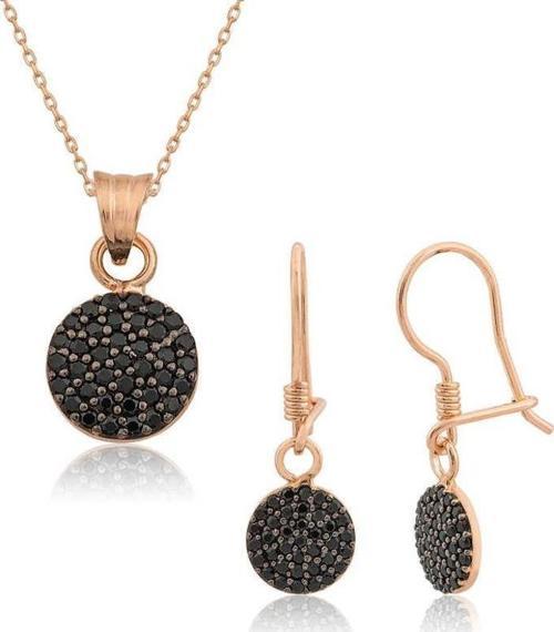 ​Gümüş Siyah Yuvarlak Bayan Set