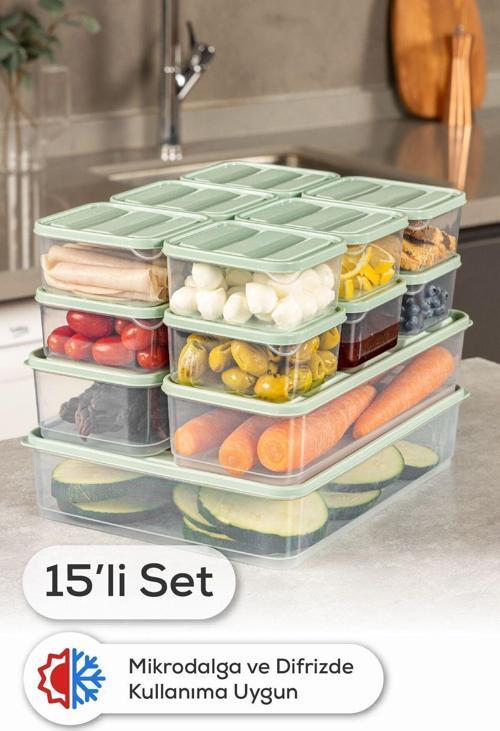 15li Buzdolabı Dondurucu Organizer Ve Saklama Kabı Mint 12x(350ML) 2x(1,65LT) 1x(3,5LT)