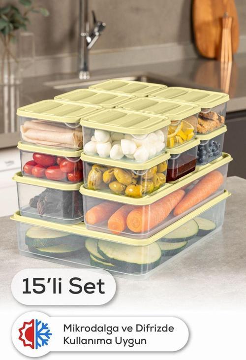 15li Buzdolabı Dondurucu Organizer Ve Saklama Kabı Sarı 12x(350ML) 2x(1,65LT) 1x(3,5LT)
