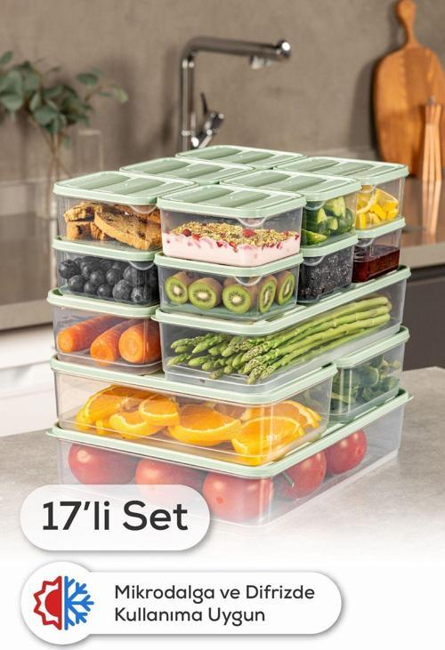 17li Buzdolabı Dondurucu Organizer Ve Saklama Kabı Mint 12x(350ML) 2x(1,65LT) 2x(1,75LT) 1x(3,5LT)