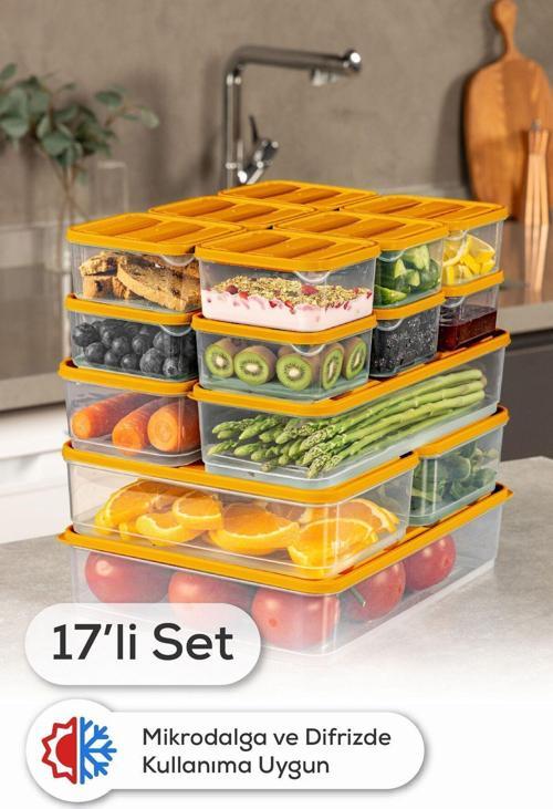 17li Buzdolabı Organizer Ve Saklama Kabı Turuncu 12x(350ML) 2x(1,65LT) 2x(1,75LT) 1x(3,5LT)