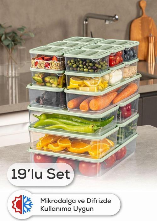 19lu Buzdolabı Dondurucu Organizer Ve Saklama Kabı Mint 12x(350ML) 4x(1,75LT) 2x(1,65LT) 1x(3,5LT)