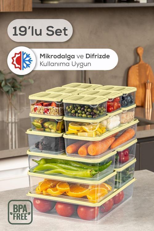 19lu Buzdolabı Dondurucu Organizer Ve Saklama Kabı Sarı 12x(350ML) 4x(1,75LT) 2x(1,65LT) 1x(3,5LT)