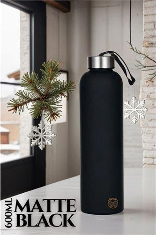 Matte Black Motivasyon Borosilikat Matara 600 ML 719561