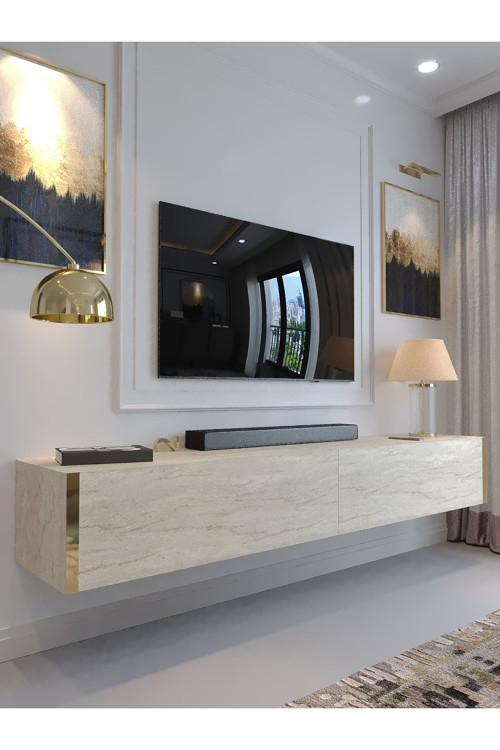 KARNAVAL DUVARA MONTE TV ÜNİTESİ - GDM-1003-8 TRAVERTEN GOLD
