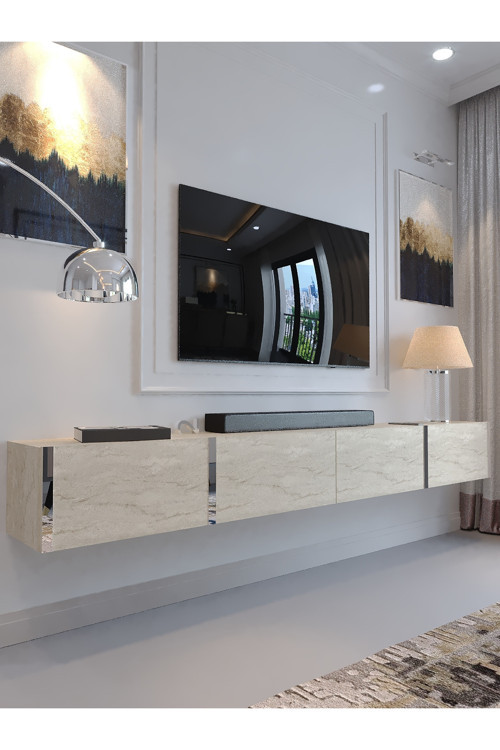 KARNAVAL 240 CM DUVARA MONTE TV SEHPASI - SDM-1002-8 TRAVERTEN GOLD