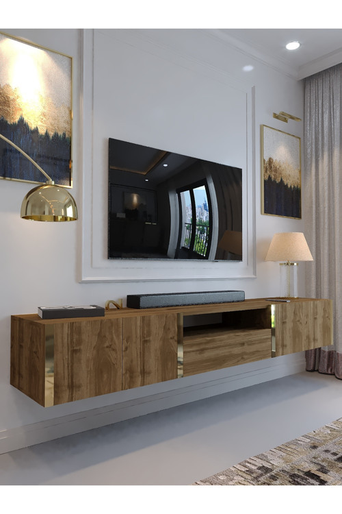 KARNAVAL DUVARA MONTE TV ÜNİTESİ - GDM-1008-2 CEVİZ GOLD