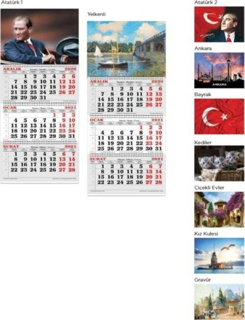 3 Aylık Spiralli Denizci Takvim Atatürk-2 2021