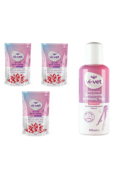 Vivet Granül Sir Ağda Pudralı 250gr + Vivet Ağda Sonrası Temizleme ve Masaj Yağı 125ml