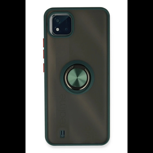 Realme C11 2021 Kılıf Montreal Yüzüklü Silikon Kapak - Yeşil