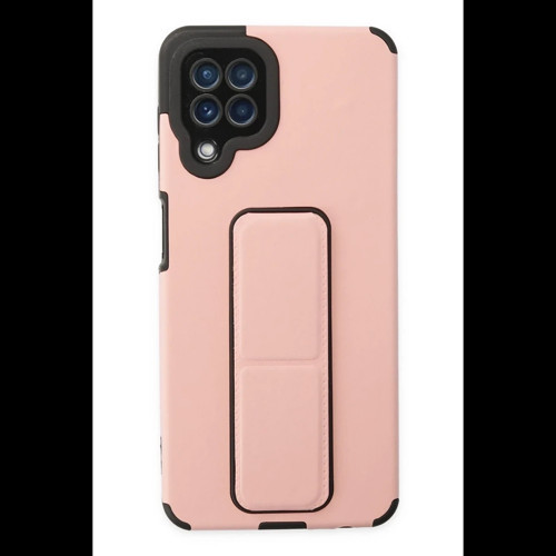 Samsung Galaxy A22 Kılıf Mega Standlı Silikon - Pudra