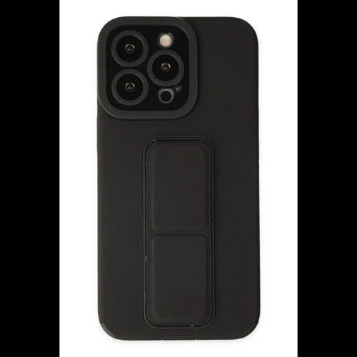 Apple iPhone 13 Pro Kılıf Mega Standlı Silikon - Siyah