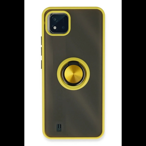 Realme C11 2021 Kılıf Montreal Yüzüklü Silikon Kapak - Sarı