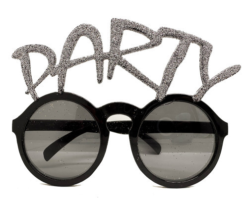 Gümüş Simli Party Yazılı Parti Gözlüğü Show 15x7 cm (4887)