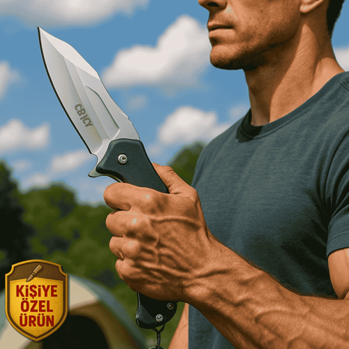 Crkt Siyah Fiber Glass Saplı İsme Özel Kılıflı 9Cr13MoV Kalite Paslanmaz Çelik Avcı Kamp Bıçağı