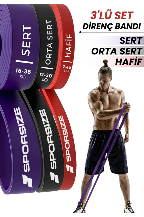 16 + 30 + 38 KG Power Loop Direnç Bandı Kas Geliştirme Fitness Crossfit Barfiks Lastiği