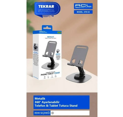 ATD-02 Metalik 360° Ayarlanabilir Telefon Tablet Tutucu Stand