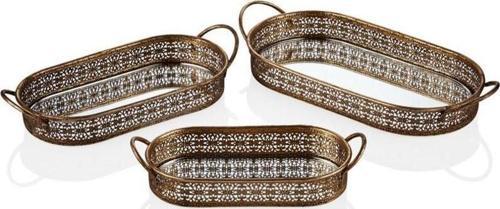 Elips Gold 3'lü Tepsi Seti 43,5x22x8 38x17,5x833x14,5x7 Cm