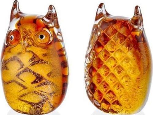 Owl Yellow Glass Decor 9,5x6,5x13