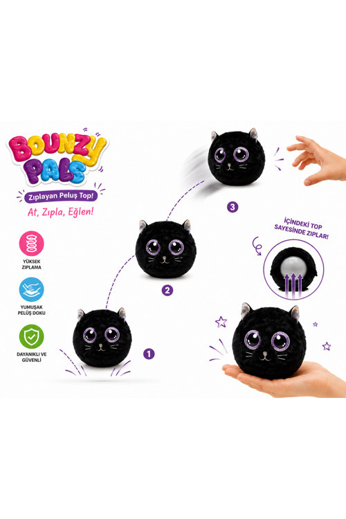 Peluş Zıplayan Top Sevimli Hayvan Figürlü Yumuşak Oyuncak 6 Farklı Model Yaklaşık 8 cm