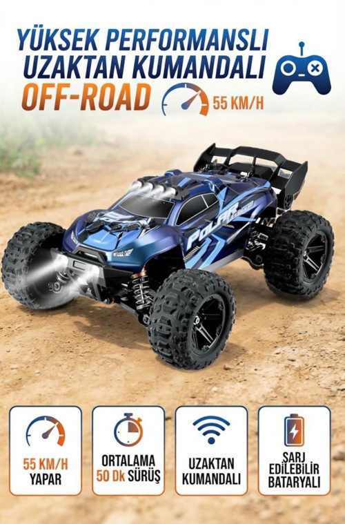 Uzaktan Kumandalı Off-Road RC Araba 55 KM/H 33 CM 1:14 Ölçekli 5 Fonksiyonlu Oyuncak Araba