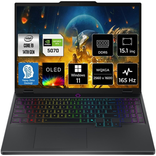 Legion 5 Intel Core I9 14900HX RTX5070 8gb 165Hz 115W 40GB Ram Ddr5 512GB SSD 15.1" Qhd+ Wqxga (2560X1600) OLED WIN11 Pr